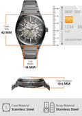 Fossil Everett Automatic Skeleton Grey Dial Grey Steel Strap Watch for Men - ME3206