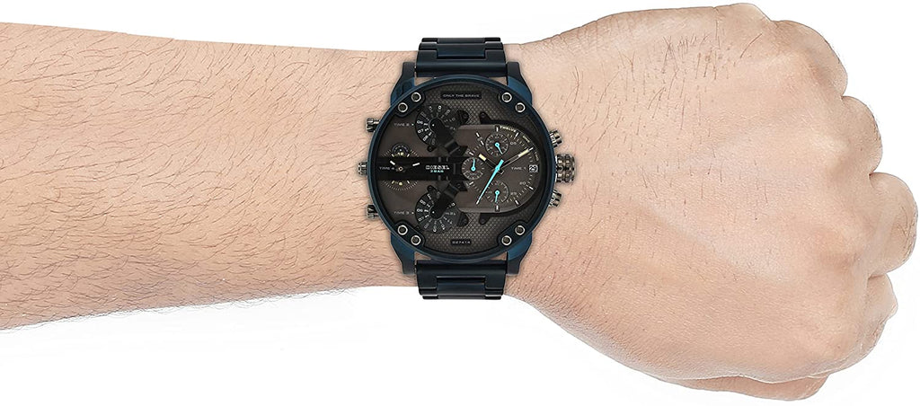 Diesel Daddy 2.0 Chronograph Grey Dial Blue Steel Strap Watch For Men - DZ7414