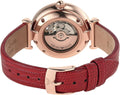 Emporio Armani Gianni T-Bar Mother of Pearl White Dial Red Leather Strap Watch For Women - AR60048