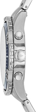Fossil Garrett Chronograph Blue Dial Silver Steel Strap Watch for Men - FS5623