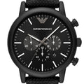 Emporio Armani Luigi Analog Black Dial Black Leather Strap Watch For Men - AR11450