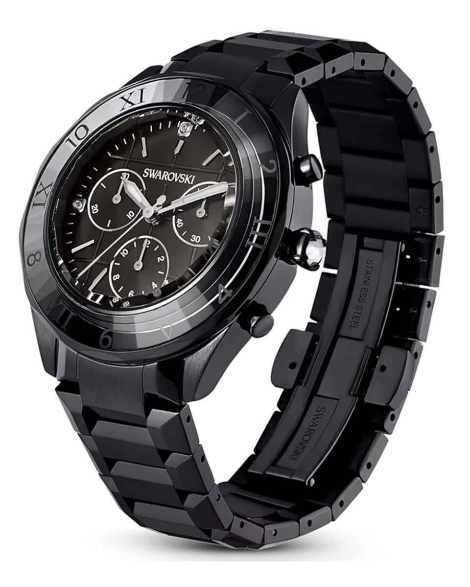 Swarovski Dextera Chronograph Black Dial Black Steel Strap Watch for Women - 5641393
