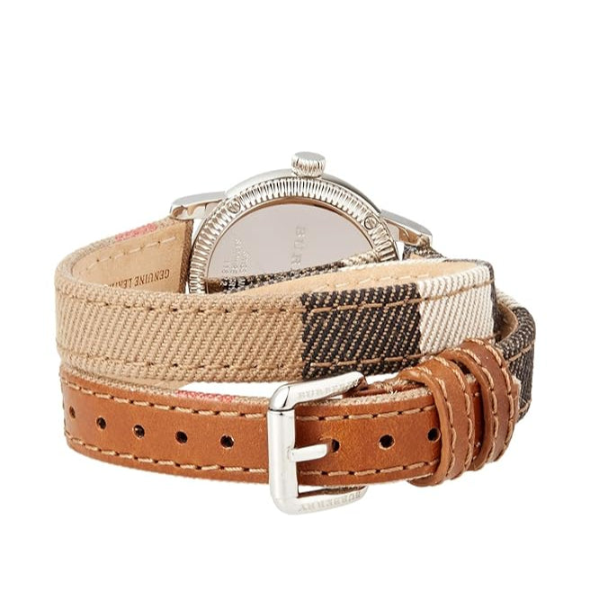 Burberry Utilitarian White Dial Multicolor Leather Strap Watch for Women - BU7849