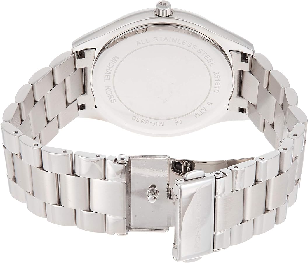 Michael Kors Slim Runway Quartz Pink Dial Silver Steel Strap Watch For Women - MK3380