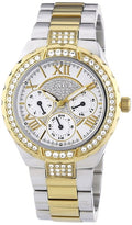 Guess Viva Diamonds Silver Dial Two Tone Steel Strap Watch for Women - W0111L5