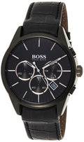 Hugo Boss Onyx Black Dial Black Leather Strap Watch for Men - 1513367