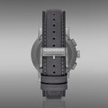 Burberry The City Chronograph Ion Plated Grey Dial Grey Leather Strap Watch for Men - BU9384