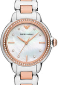 Emporio Armani Three Hand Quartz Mother of Pearl Dial Two Tone Steel Strap Watch For Women - AR11569