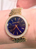 Michael Kors Darci Blue Dial Gold Steel Strap Watch for Women - MK3406