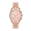 Michael Kors Lexington Chronograph Rose Gold Dial Rose Gold Steel Strap Watch for Women - MK7242
