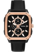 Fossil Multifunction Black Dial Black Leather Strap Watch for Men - BQ2654