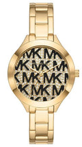 Michael Kors Slim Runway Crystals Gold Dial Gold Steel Strap Watch for Women - MK4659