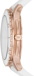 Michael Kors Runway Quartz White Dial White Rubber Strap Watch For Women - MK6853