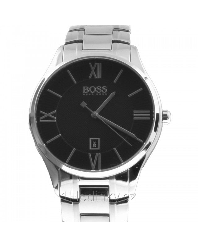 Hugo Boss Governer Black Dial Silver Steel Strap Watch for Men - 1513488