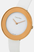 Calvin Klein Chic White Dial White Leather Strap Watch for Women - K7N236K2