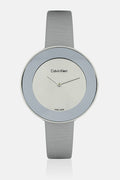 Calvin Klein Chic Silver Dial White Leather Strap Watch for Women - K7N23UP8