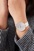 Calvin Klein Full Moon White Dial White Leather Strap Watch for Women - K8Y236L6