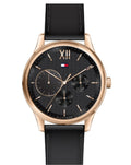 Tommy Hilfiger Damon Quartz Black Dial Black Leather Strap Watch for Men - 1791419