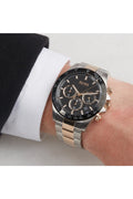 Hugo Boss Here Chronograph Black Dial Two Tone Steel Strap Watch for Men - 1513757