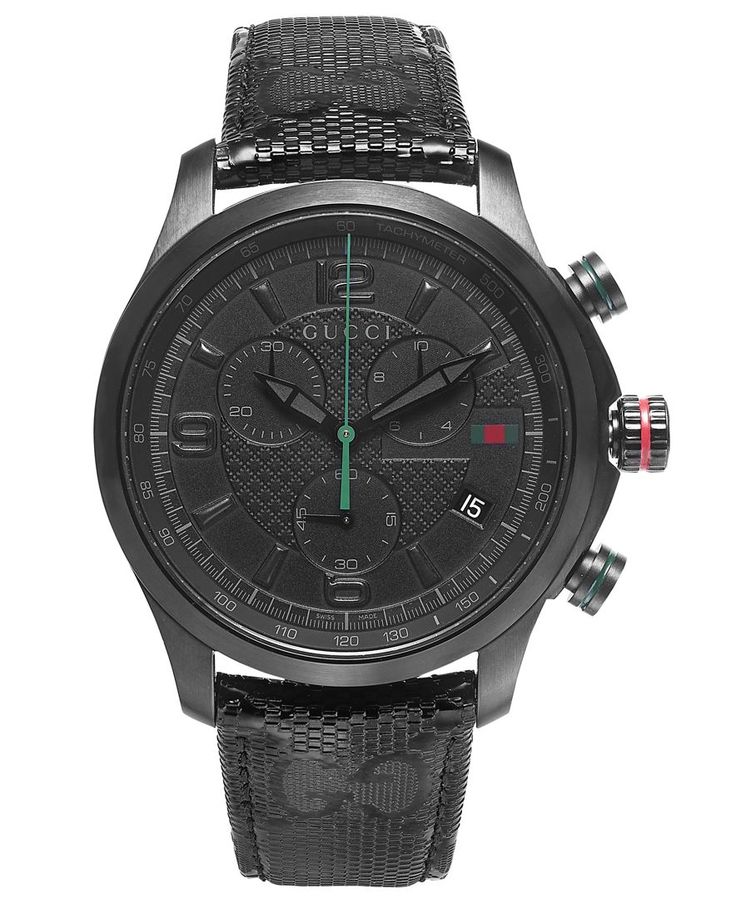 Gucci G Timeless Chronograph Black Dial Black Leather Strap Watch For Men - YA126244