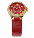 Michael Kors Camille Three-Hand Red Dial Red Leather Strap Watch for Women - MK4750