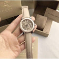 Burberry Chronograph Rose Gold Dial Beige Leather Strap Watch for Women - BU9704
