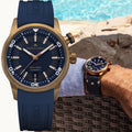 Maurice Lacroix Pontos Divers Limited Edition Blue Dial Blue Leather Strap Watch For Men - PT6248-BRZ0B-430-4