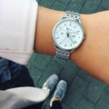 Fossil Tailor Silver Dial Silver Steel Strap Watch for Women - ES3712