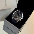 Emporio Armani Giovanni Analog Black Dial Black Leather Strap Watch For Men - AR11431