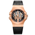 Maserati Potenza Automatic Rose Gold Dial Black Leather Strap Watch For Men - R8821108002