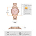 Michael Kors Layton Three Hand Pink Dial Rose Gold Steel Strap Watch For Women - MK6848
