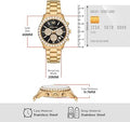 Michael Kors Berkley Chronograph Black Dial Gold Steel Strap Watch For Women - MK7414