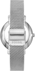 Fossil Jacqueline Three Hand Pink Dial Silver Mesh Strap Watch for Women - ES5089