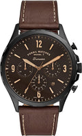 Fossil Forrester Chronograph Black Dial Brown Leather Strap Watch for Men - FS5608