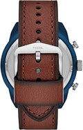 Fossil Bronson Chronograph Luggage Blue Dial Brown Leather Strap Watch for Men - FS5829