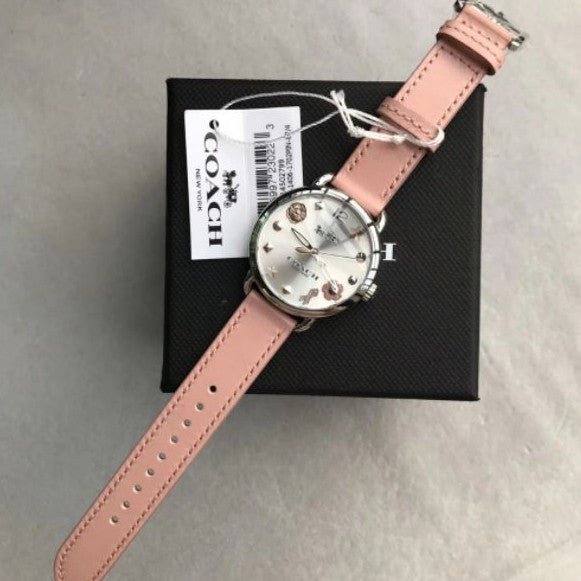 Coach Tatum White Dial Pink Leather Strap Watch For Women - 14502799