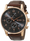 Hugo Boss Navigator Grey Dial Brown Leather Strap Watch for Men - 1513496