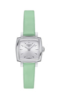 Tissot T Lady Lovely Square Silver Dial Light Green Leather Strap Watch for Women - T058.109.16.031.01