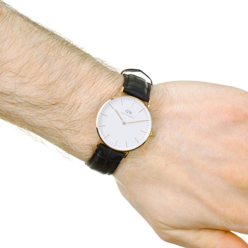 Daniel Wellington Classic Reading White Dial Black Leather Strap Watch For Women - DW00100041