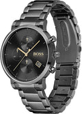 Hugo Boss Integrity Black Dial Black Steel Strap Watch for Men - 1513780