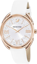 Swarovski Crystalline Glam Silver Dial White Leather Strap Watch for Women - 5452459