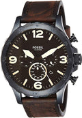 Fossil Nate Chronograph Brown Dial Brown Leather Strap Watch for Men - JR1487