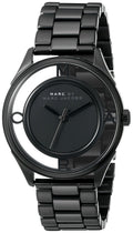 Marc Jacobs Tether Transparent Black Dial Black Steel Strap Watch for Women - MBM3415
