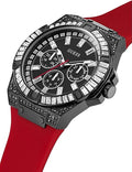 Guess Mainline Multifunction Crystals Black Dial Red Silicone Strap Watch For Men - GW0208G6