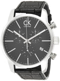 Calvin Klein City Chronograph Black Dial Black Leather Strap Watch for Men - K2G271C3