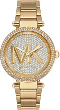Michael Kors Parker Analog Crystals Gold Dial Gold Steel Strap Watch For Women - MK7283