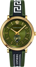 Versace V-Circle Quartz Green Dial Green Leather Strap Watch for Men - VEBQ01519