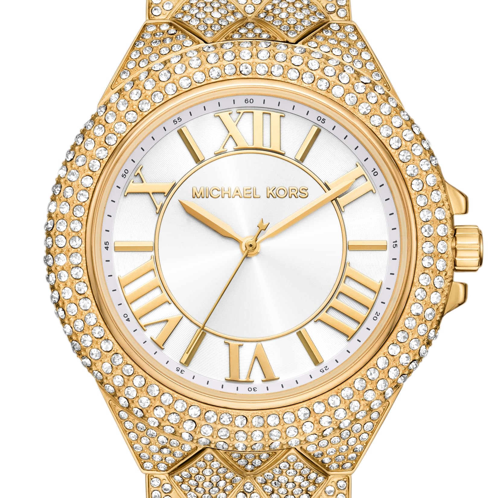 Michael Kors Camille Three-Hand Crystals White Dial Gold Steel Strap Watch for Women - MK4800