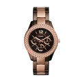 Fossil Stella Multifunction Brown Dial Two Tone Steel Strap Watch for Women - ES4079