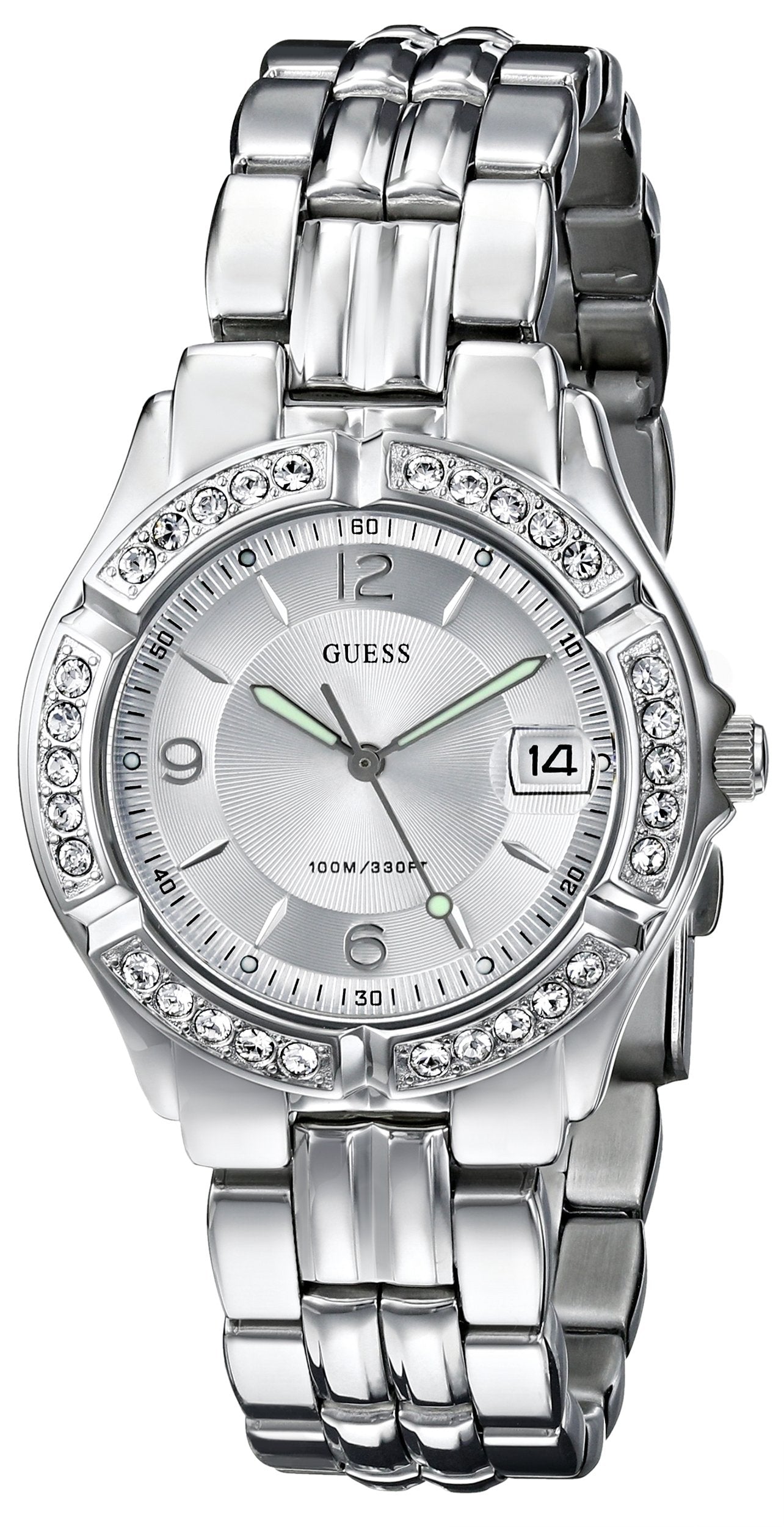 Guess Water Pro Diamonds Silver Dial Silver Steel Strap Watch For Women - G75511M